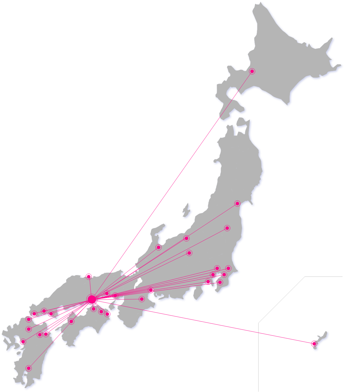出張工事地域の日本全図